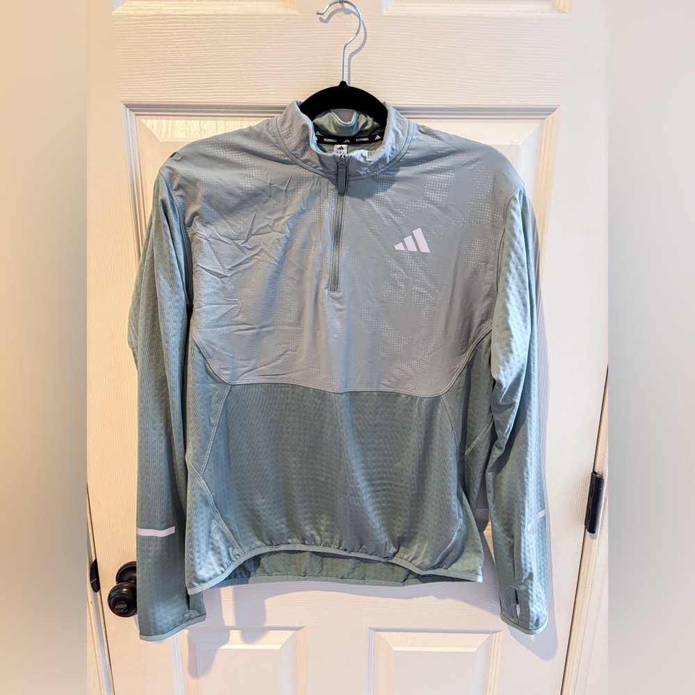 Adidas Running Women’s Light Green Half Zip Pullover Reflective Spring